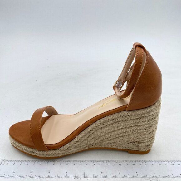 FOWT Brown Espadrille Ankle Straps Buckle Wedge Open Toe Platform Dress Sandals - Picture 2 of 8